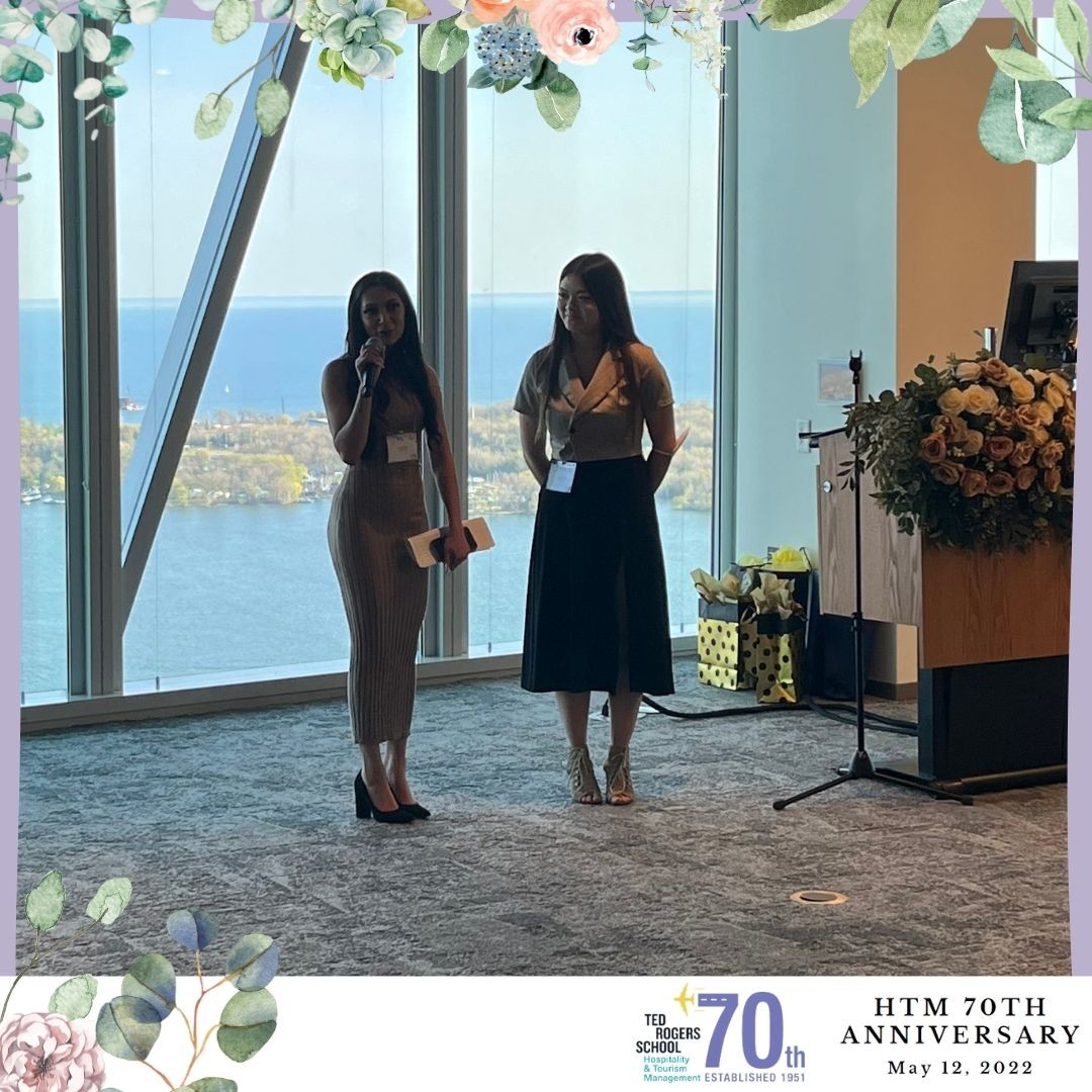 Two members of HTM presenting at the 70th anniversary party.